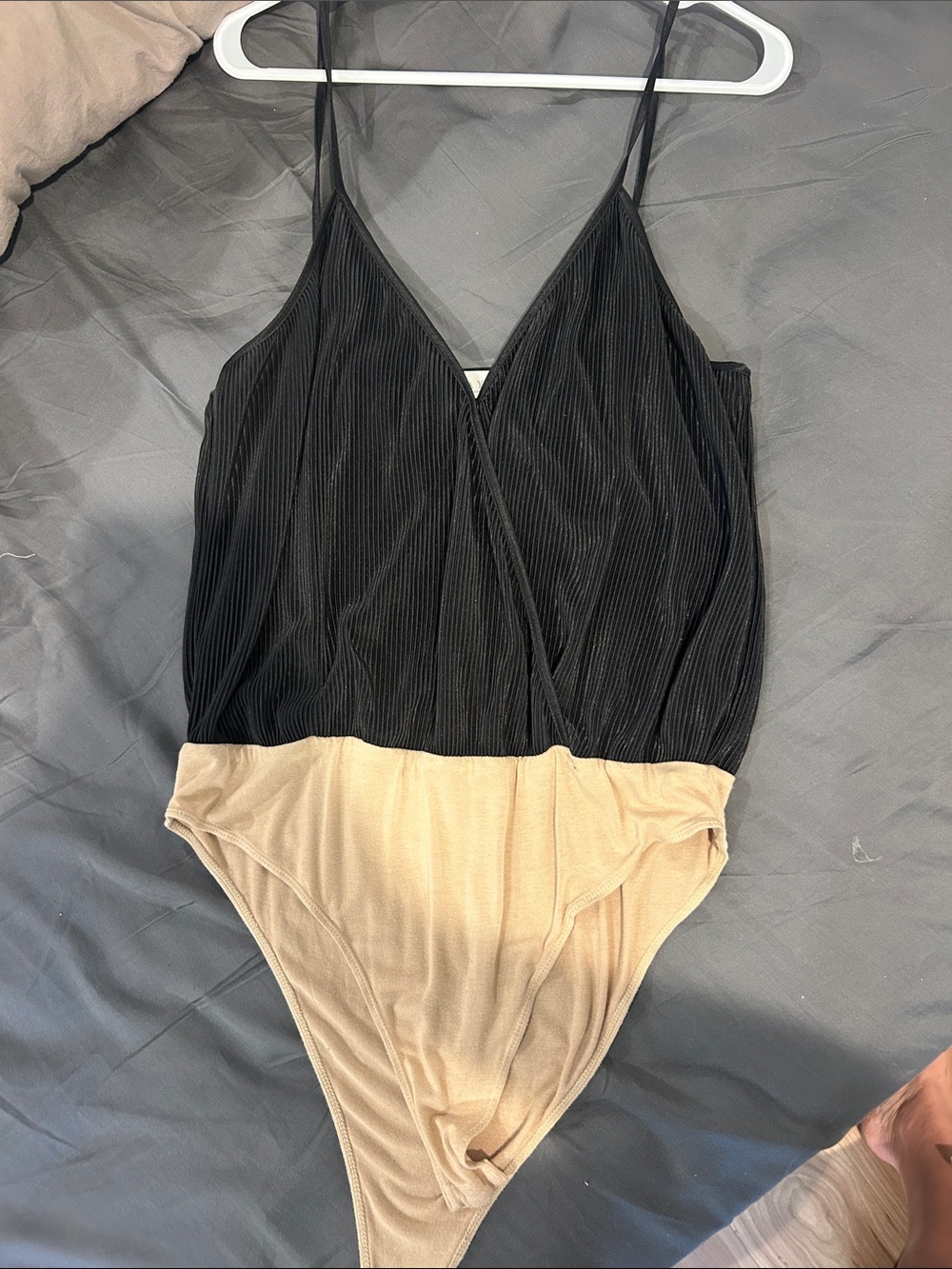Classic Two-Tone Kids One-Piece Swimsuit in Black and Beige